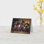 Dachshund Kerstmis Kaart (Gele Bloem)