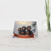 Dachshund Kerstmis Kaart (Voorkant)