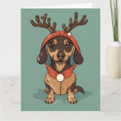 Dachshund Kerstmis Kaart (Voorkant)