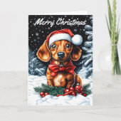Dachshund Kerstmis Kaart (Voorkant)