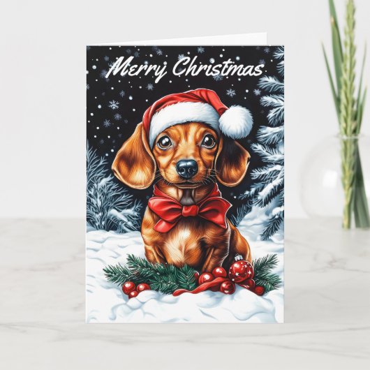 Dachshund Kerstmis Kaart (Voorkant)