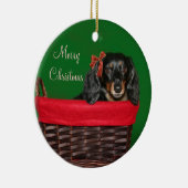 Dachshund Kerstmis Keramisch Ornament (Rechts)
