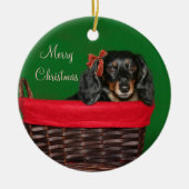Dachshund Kerstmis Keramisch Ornament (Voorkant)