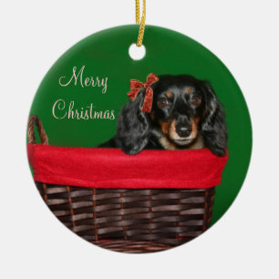 Dachshund Kerstmis Keramisch Ornament