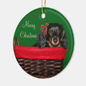 Dachshund Kerstmis Keramisch Ornament (Links)