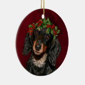 Dachshund Kerstmis Keramisch Ornament (Rechts)