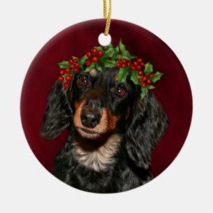 Dachshund Kerstmis Keramisch Ornament