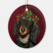 Dachshund Kerstmis Keramisch Ornament (Links)