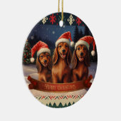 Dachshund Kerstmis Keramisch Ornament (Rechts)