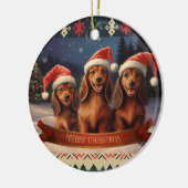 Dachshund Kerstmis Keramisch Ornament (Links)