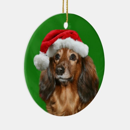Dachshund Kerstmis Keramisch Ornament (Rechts)