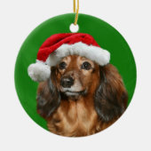 Dachshund Kerstmis Keramisch Ornament (Voorkant)