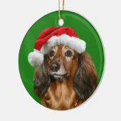 Dachshund Kerstmis Keramisch Ornament (Links)