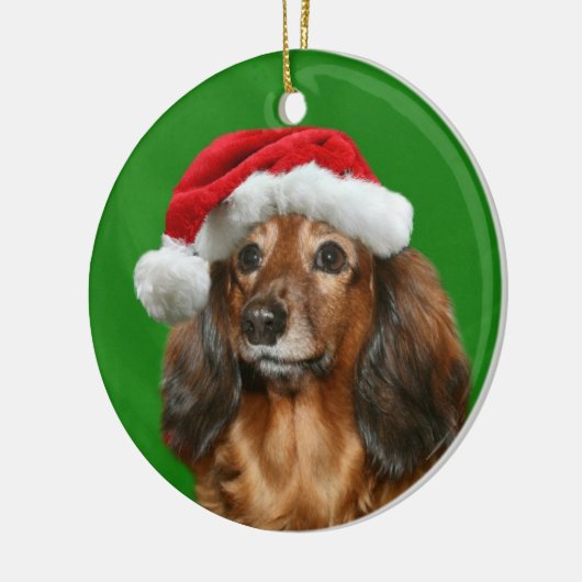 Dachshund Kerstmis Keramisch Ornament (Links)