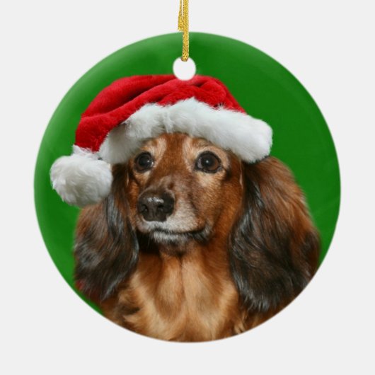 Dachshund Kerstmis Keramisch Ornament (Achterkant)