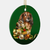 Dachshund Kerstmis Keramisch Ornament (Rechts)