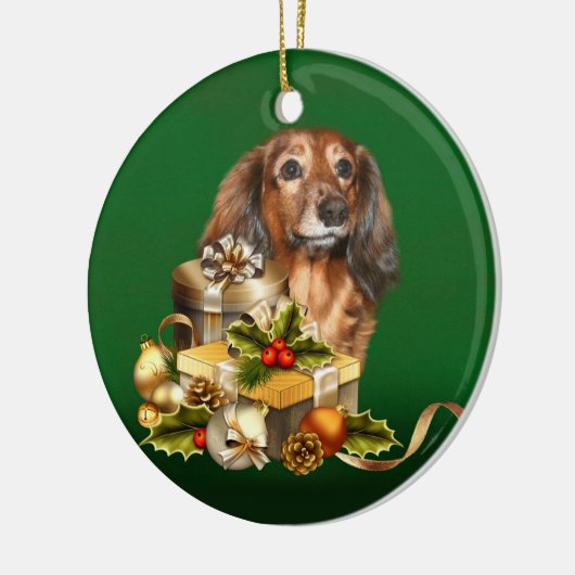 Dachshund Kerstmis Keramisch Ornament (Links)