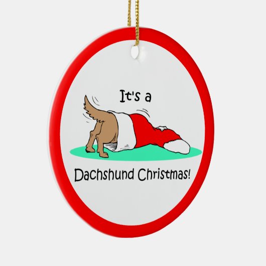 Dachshund Kerstmis Keramisch Ornament (Rechts)