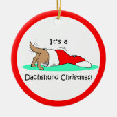 Dachshund Kerstmis Keramisch Ornament (Voorkant)