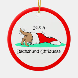 Dachshund Kerstmis Keramisch Ornament