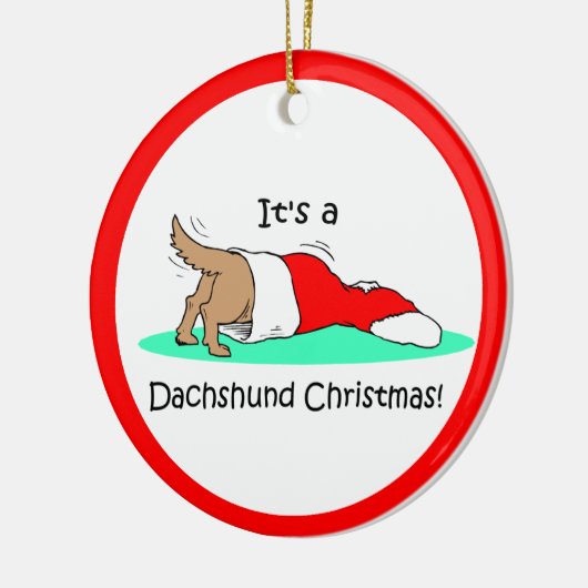Dachshund Kerstmis Keramisch Ornament (Links)