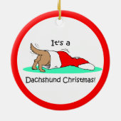 Dachshund Kerstmis Keramisch Ornament (Achterkant)