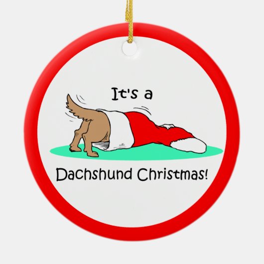 Dachshund Kerstmis Keramisch Ornament (Achterkant)