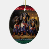 Dachshund Kerstmis Keramisch Ornament (Rechts)