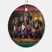 Dachshund Kerstmis Keramisch Ornament (Links)