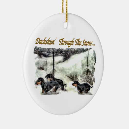 Dachshund Kerstmis Keramisch Ornament (Rechts)