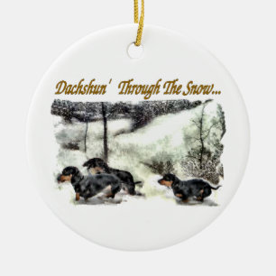 Dachshund Kerstmis Keramisch Ornament