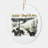 Dachshund Kerstmis Keramisch Ornament (Links)
