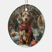 Dachshund Kerstmis Keramisch Ornament (Links)