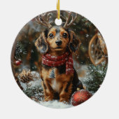 Dachshund Kerstmis Keramisch Ornament (Achterkant)