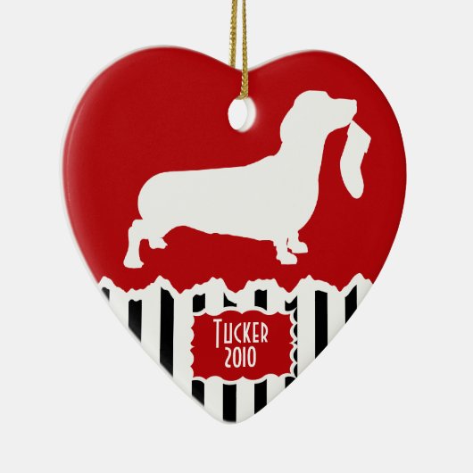 Dachshund Kerstmis Keramisch Ornament (Rechts)