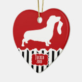 Dachshund Kerstmis Keramisch Ornament (Links)