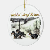 Dachshund Kerstmis Keramisch Ornament (Links)