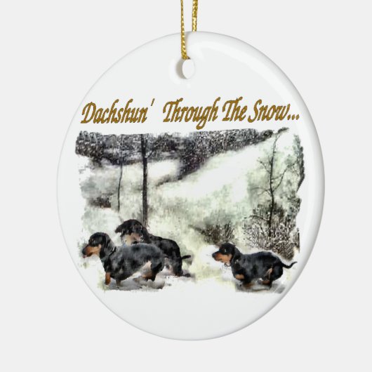 Dachshund Kerstmis Keramisch Ornament (Links)