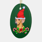 Dachshund Kerstmis Keramisch Ornament (Links)