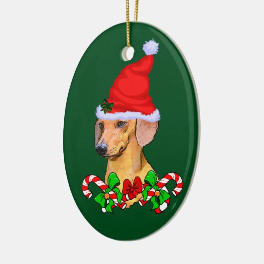 Dachshund Kerstmis Keramisch Ornament (Links)