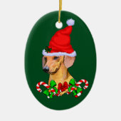 Dachshund Kerstmis Keramisch Ornament (Voorkant)