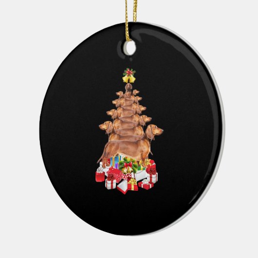 Dachshund Kerstmis Keramisch Ornament (Links)