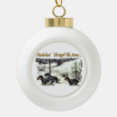 Dachshund Kerstmis Keramische Bal Ornament (Voorkant)