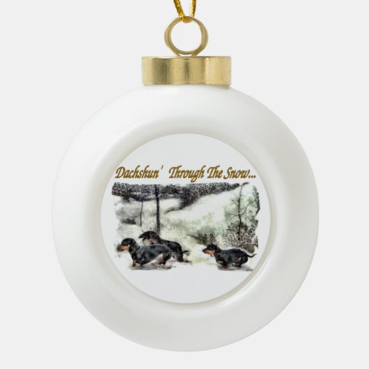 Dachshund Kerstmis Keramische Bal Ornament (Voorkant)