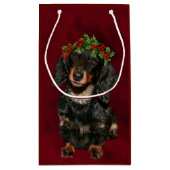 Dachshund Kerstmis Klein Cadeauzakje (Achterkant)