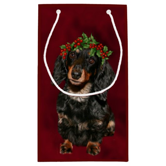 Dachshund Kerstmis Klein Cadeauzakje (Achterkant)
