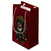 Dachshund Kerstmis Klein Cadeauzakje (Achterkant Gekanteld)