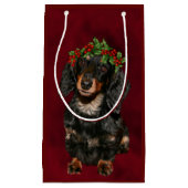 Dachshund Kerstmis Klein Cadeauzakje (Voorkant)