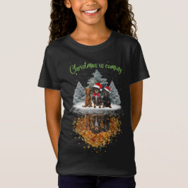 Dachshund Kerstmis komt met Cute Dog Graphic T-shi T-shirt