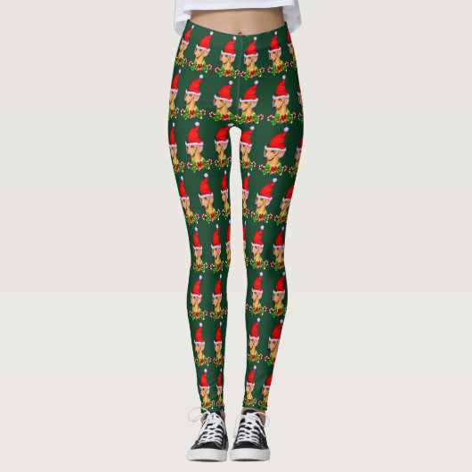 Dachshund Kerstmis Leggings (Voorkant)